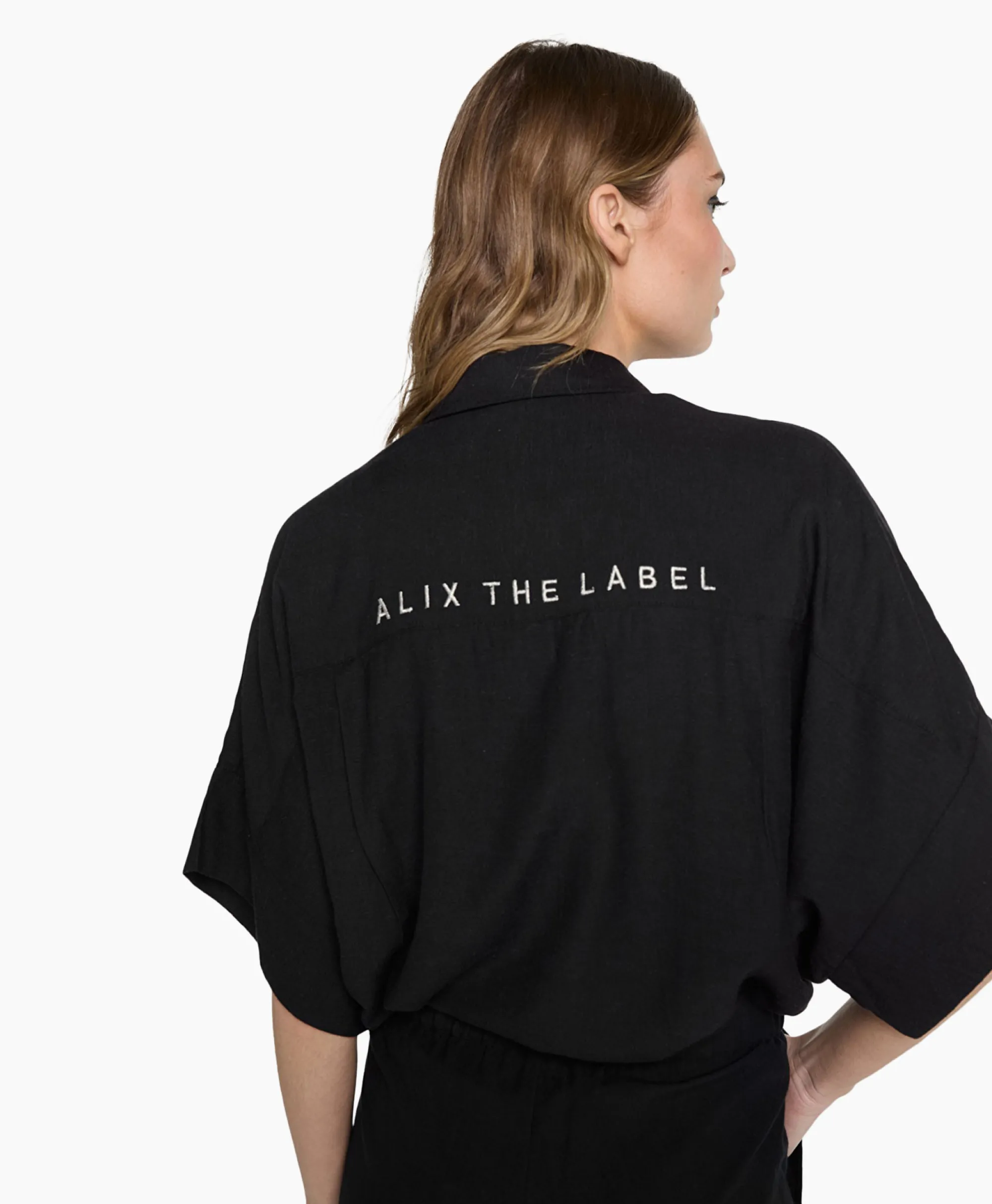 Alix The Label Blouse Woven Linen Oversized Zwart*Dames Blouses