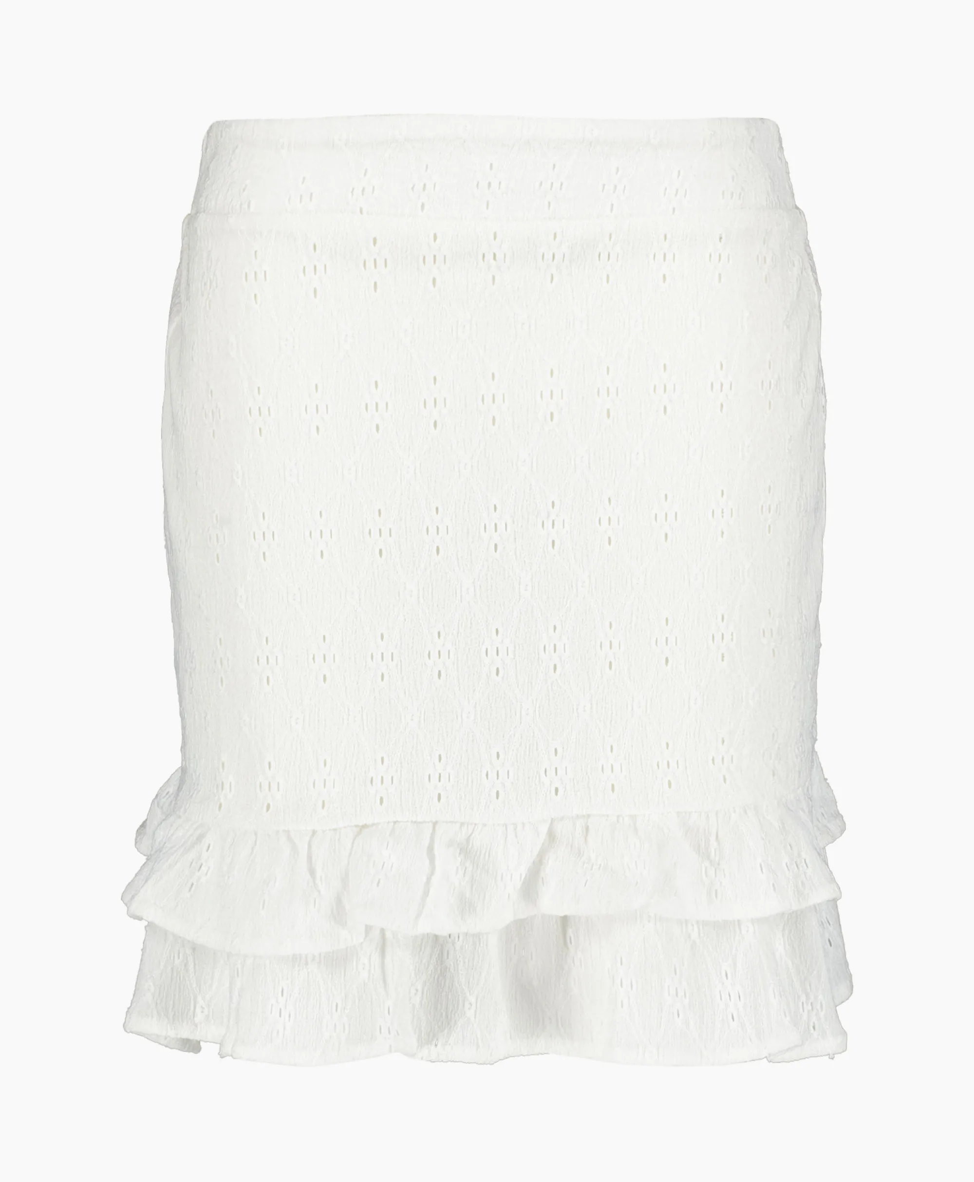 Alix The Label Minirok Knitted Jersey Broderie Skirt Off White*Dames Rokken
