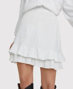 Alix The Label Minirok Knitted Jersey Broderie Skirt Off White*Dames Rokken