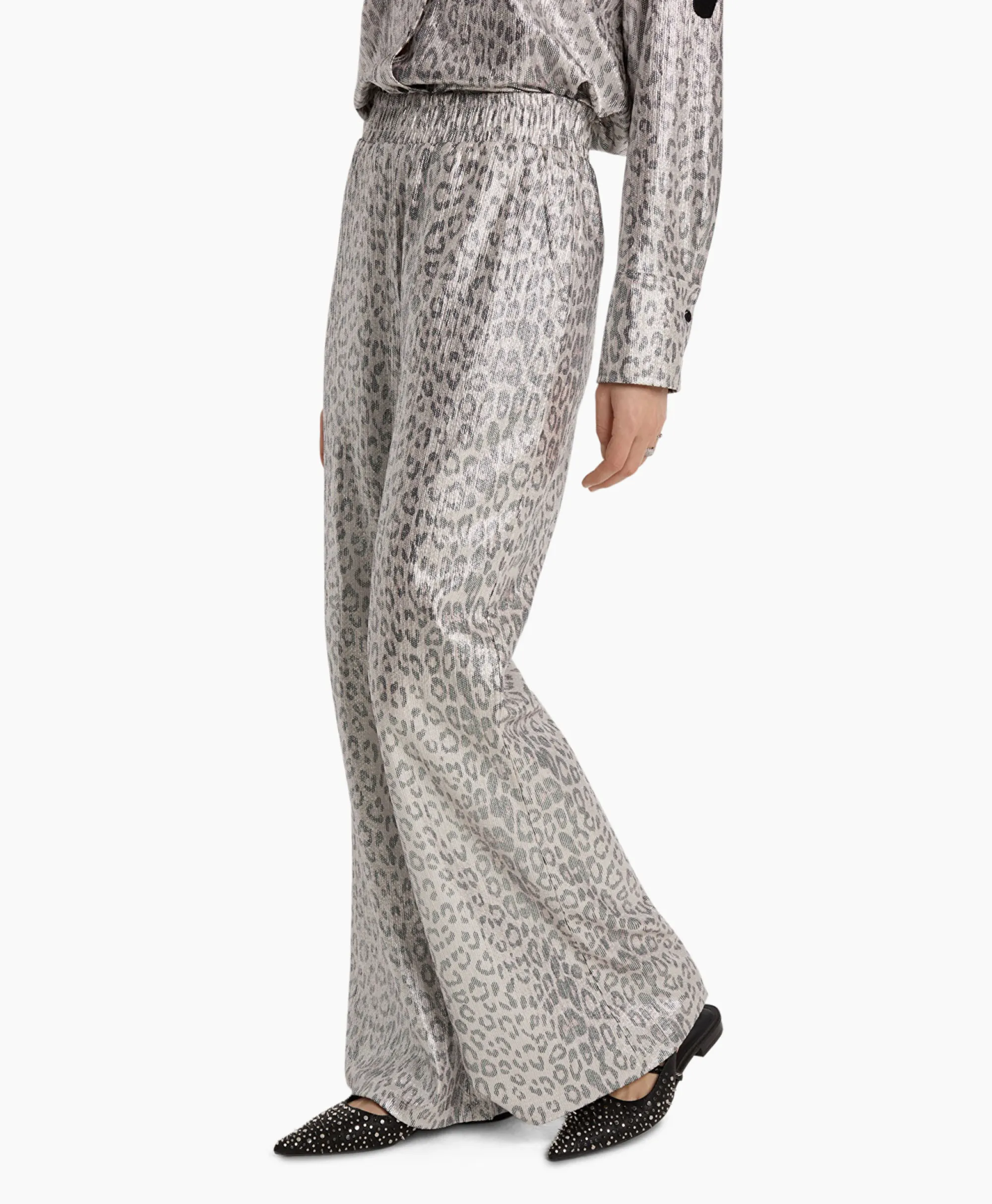 Alix The Label Pantalon Knitted Leopard Zilver*Dames Broeken