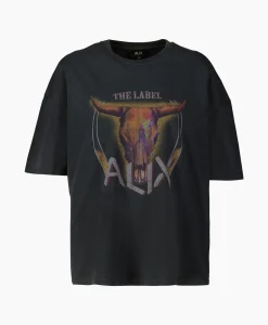 Alix The Label T-Shirt Korte Mouw Knitted Bull Zwart*Dames T-Shirts & Tops