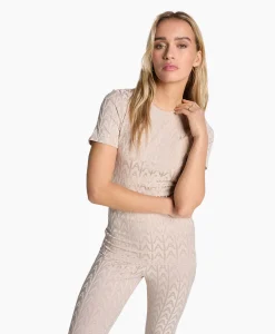 Alix The Label T-Shirt Korte Mouw Knitted A Jacquard Zand*Dames T-Shirts & Tops