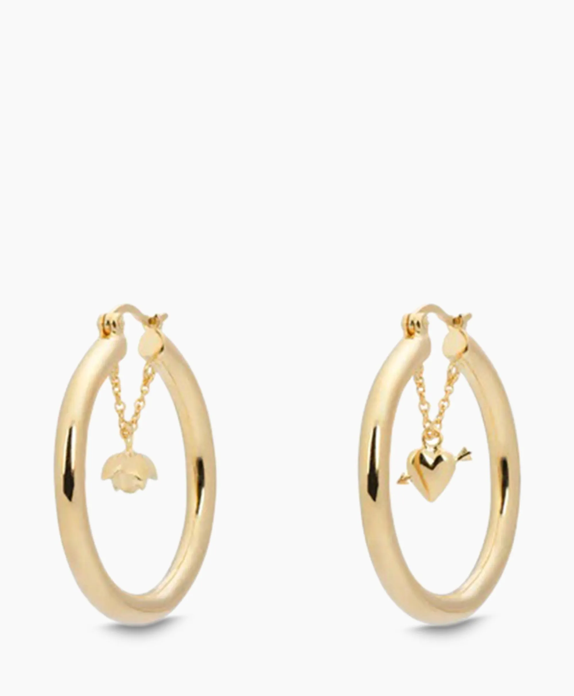 Anna+nina Oorbellen Love Story Hoop Earrings Silver Goldplat Goud*Dames Sieraden