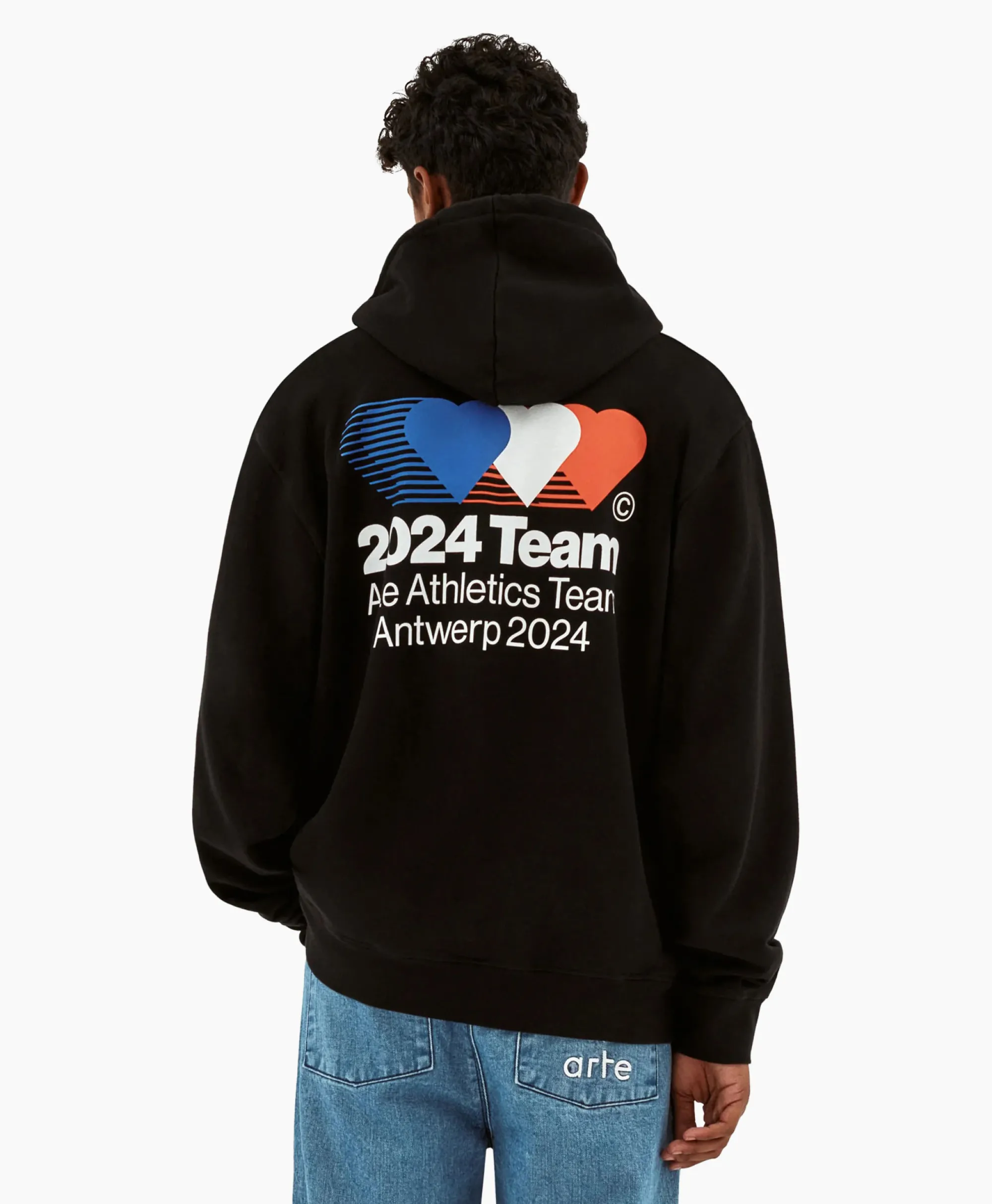 Arte Antwerp Hoodie Heart France Back Print Zwart*Heren Truien
