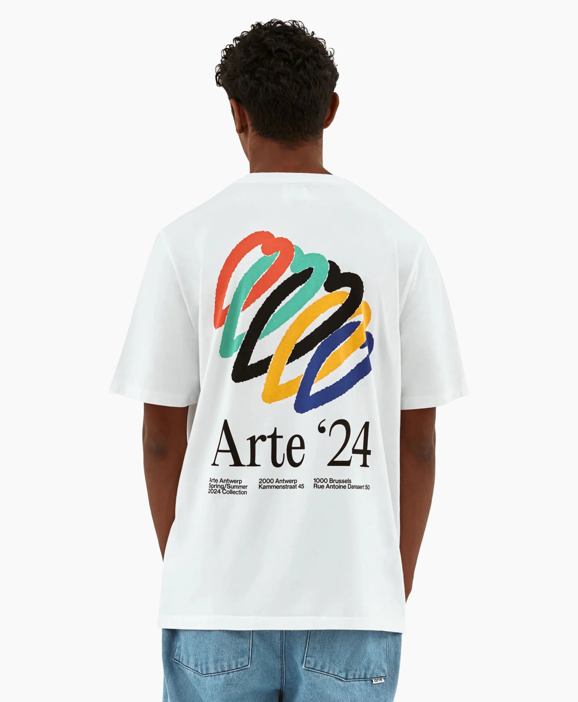 Arte Antwerp T-Shirt Korte Mouw Heart Rings Back Print Wit*Heren T-Shirts