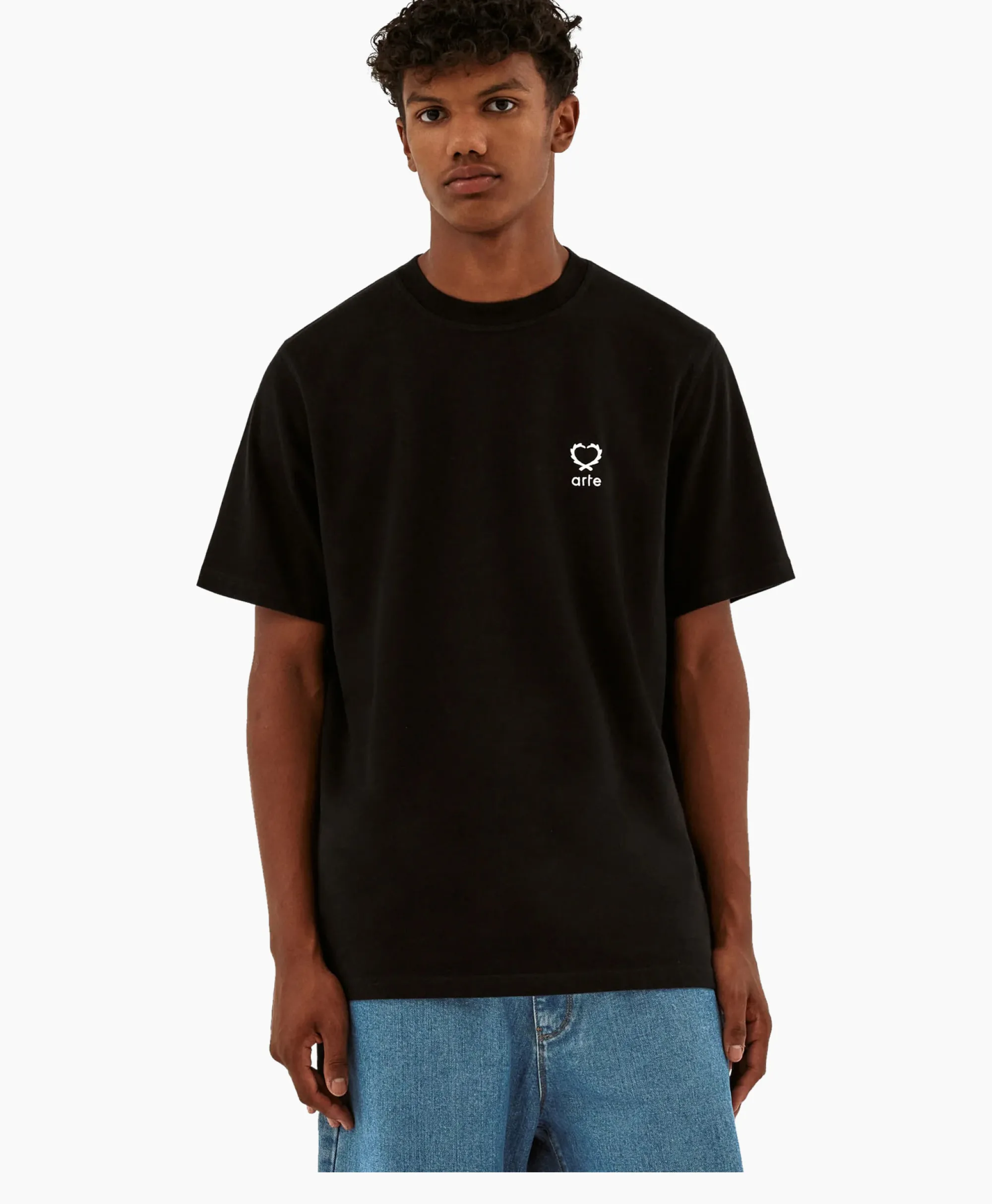 Arte Antwerp T-Shirt Korte Mouw Hearts Leaves Arte Logo Chest Zwart*Heren T-Shirts