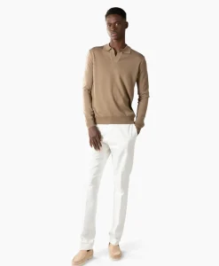 Aurelien Pullover Buttonless Polo L Taupe*Heren Truien