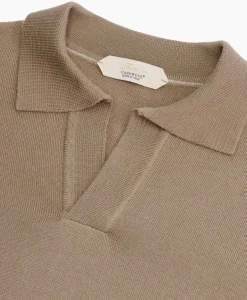 Aurelien Pullover Buttonless Polo L Taupe*Heren Truien