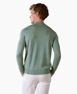 Aurelien Pullover Rib Zip Polos Ls Licht Groen*Heren Truien