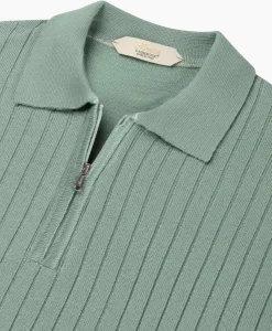 Aurelien Pullover Rib Zip Polos Ls Licht Groen*Heren Truien