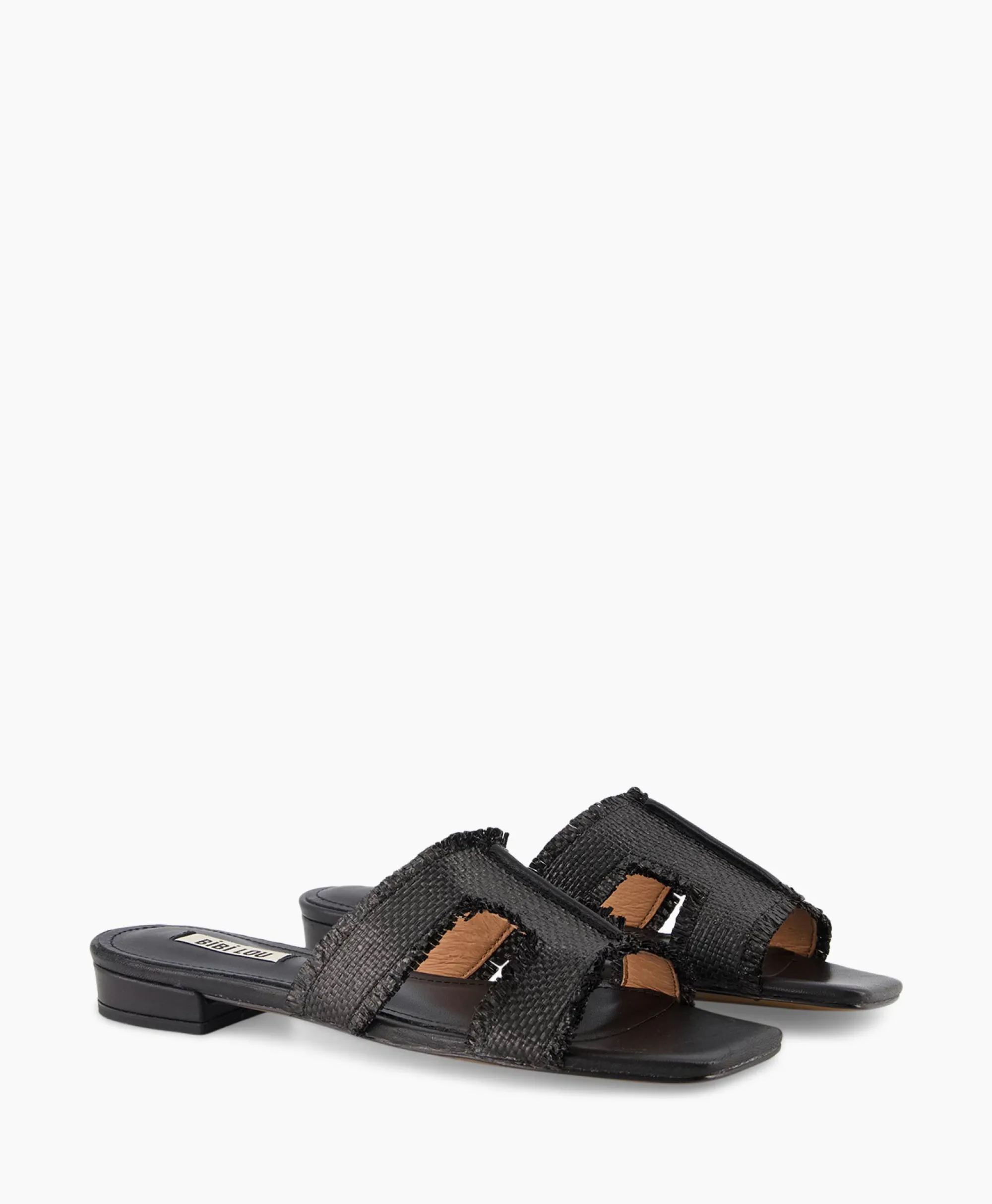 Bibi Lou Sandaal Zonder Hak Rafia Zwart*Dames Sandalen