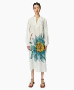 Chufy Maxi Jurk Daisy Embroidered Blauw*Dames Bruiloftskleding