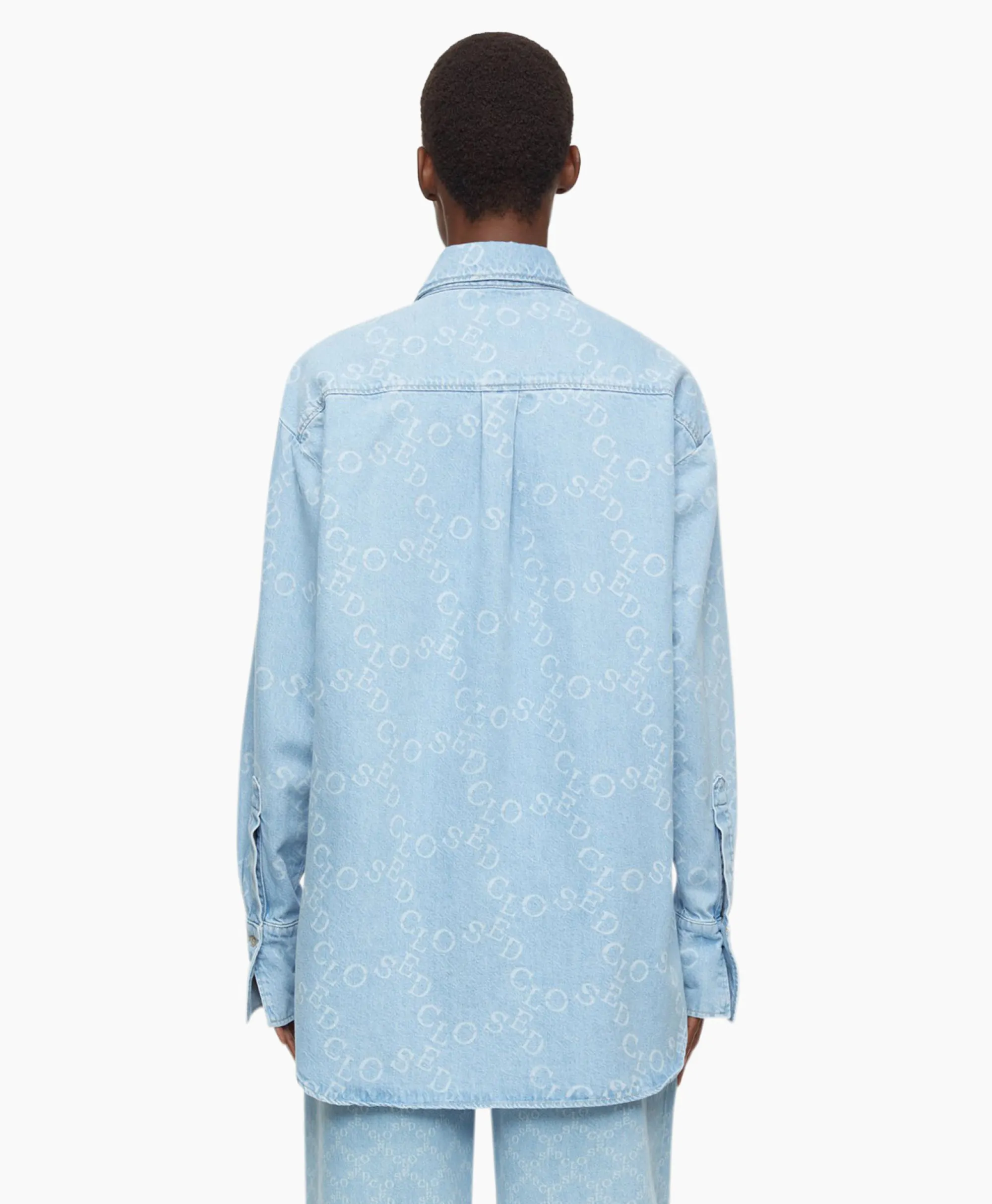 Closed Blouse Boxy Long Sleeve Licht Blauw*Dames Blouses