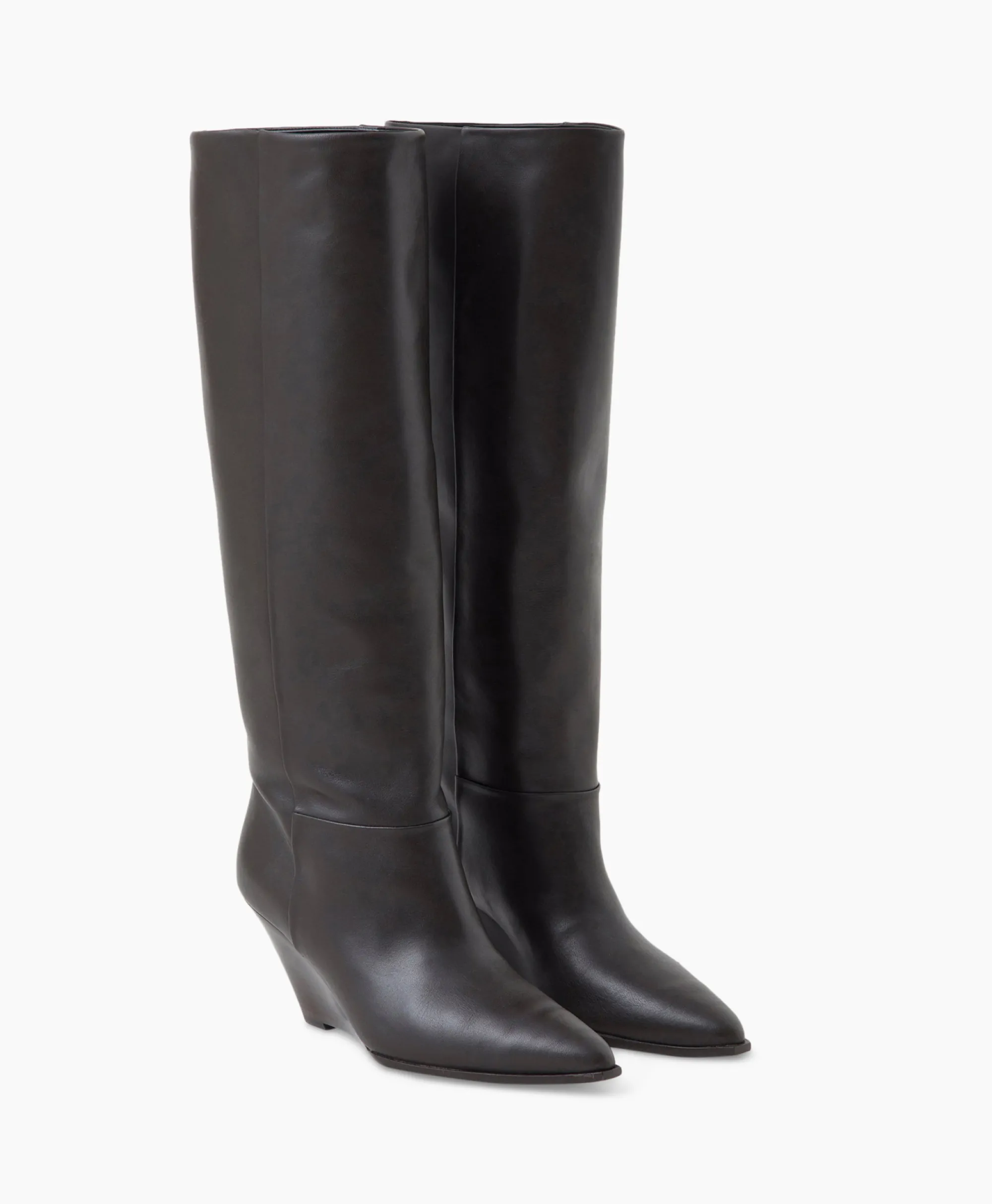 Closed Lange Laars Wedge Boot Donker Bruin*Dames Laarzen