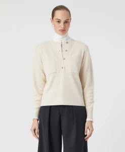 Closed Pullover Crew Neck Henley Beige*Dames Truien