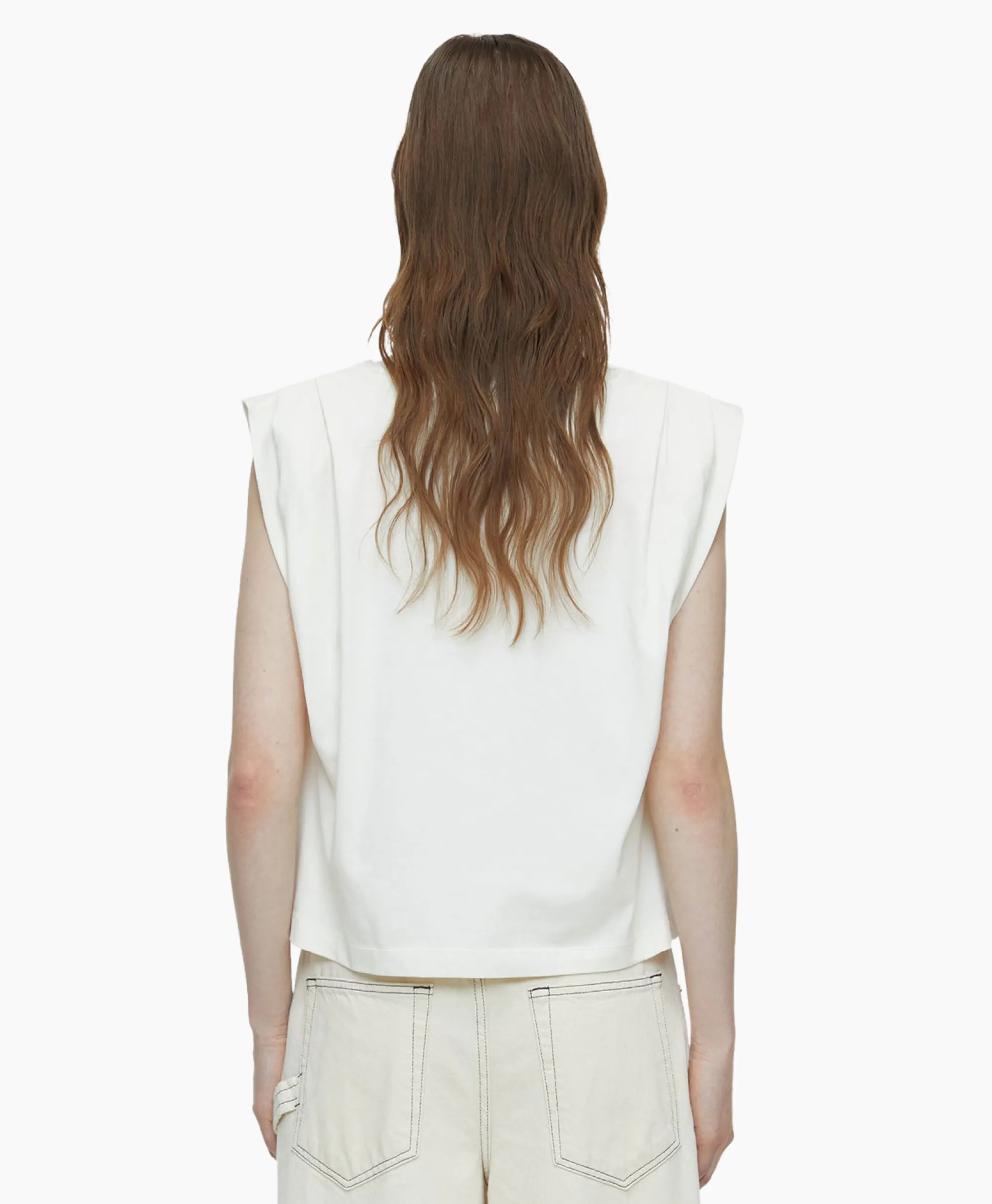 Closed Top Pleated Sleeveless Off White*Dames T-Shirts & Tops