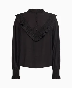 Co'couture Co'Couture Blouse Angus Frill Zwart*Dames Blouses