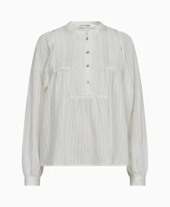 Co'couture Co'Couture Blouse Selma Placket Wit*Dames Blouses