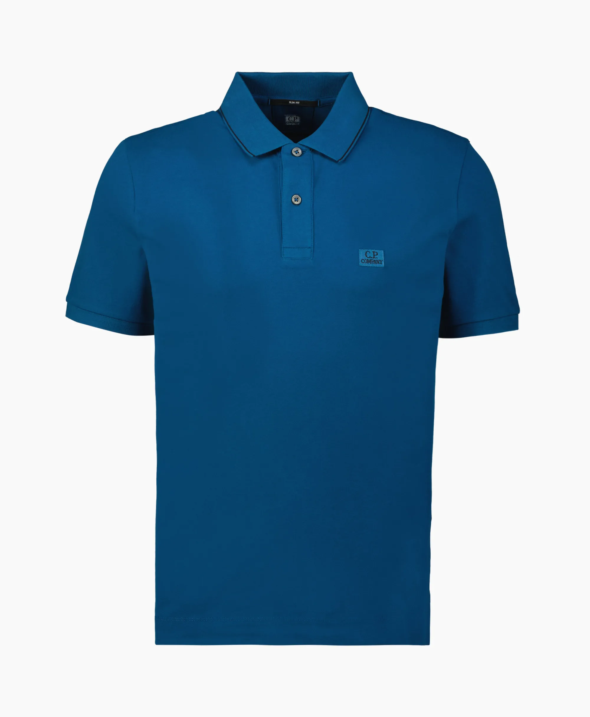Cp Company Polo Stretch Piquet Striped Collar Blauw*Heren Polo's