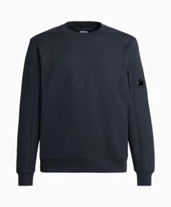 Cp Company Sweater Diagonal Raised Fleece Donker Blauw*Heren Truien