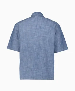 Cp Company T-Shirt Chambray Short Sleeved Logo Blauw*Heren T-Shirts