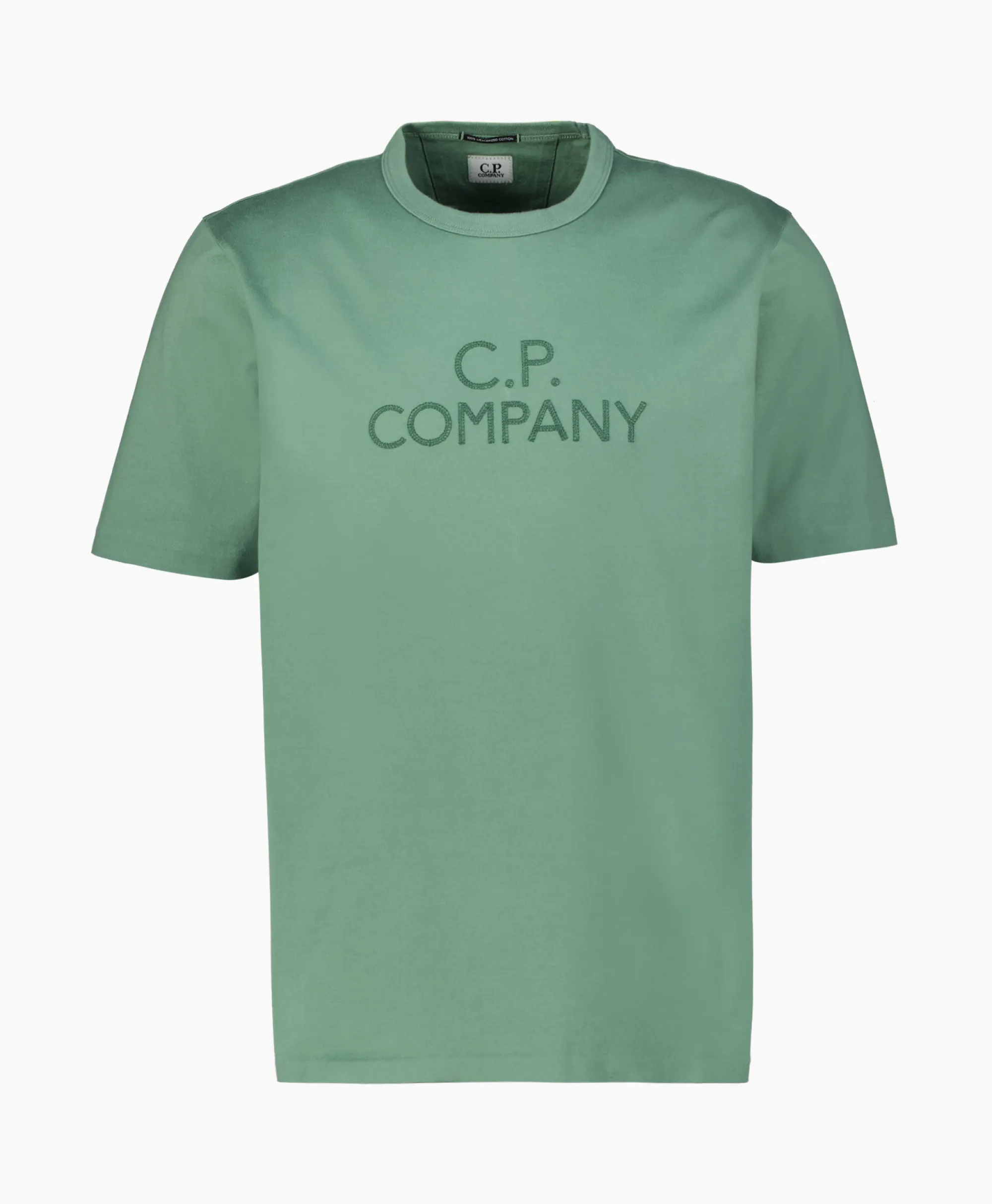 Cp Company T-Shirt Mercerized Jersey Twisted Logo Licht Groen*Heren T-Shirts