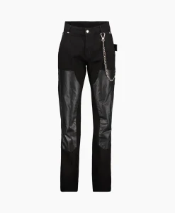 Flâneur Flaneur Jeans Carpenter Straight With Leather Patches Zwart*Heren Broeken
