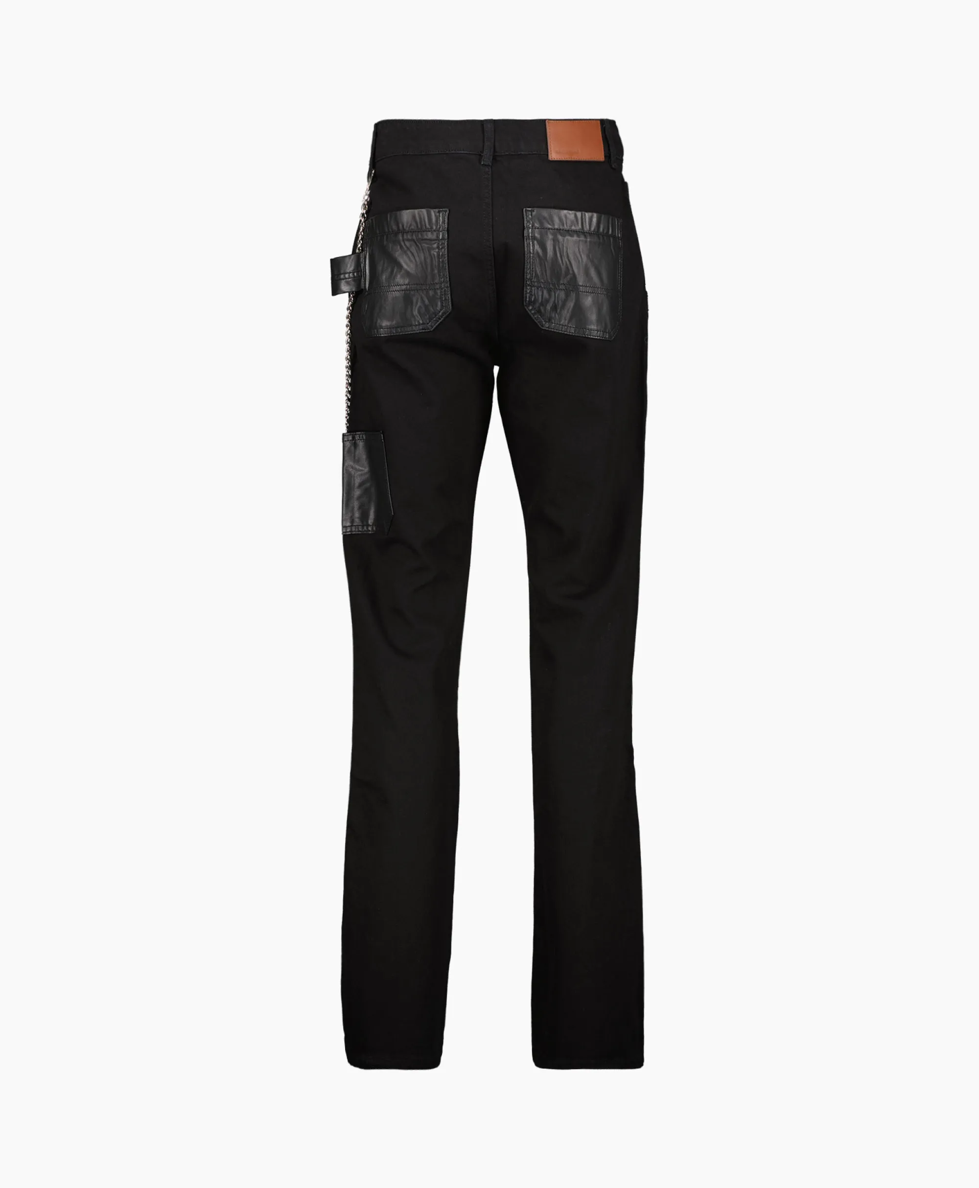 Flâneur Flaneur Jeans Carpenter Straight With Leather Patches Zwart*Heren Broeken