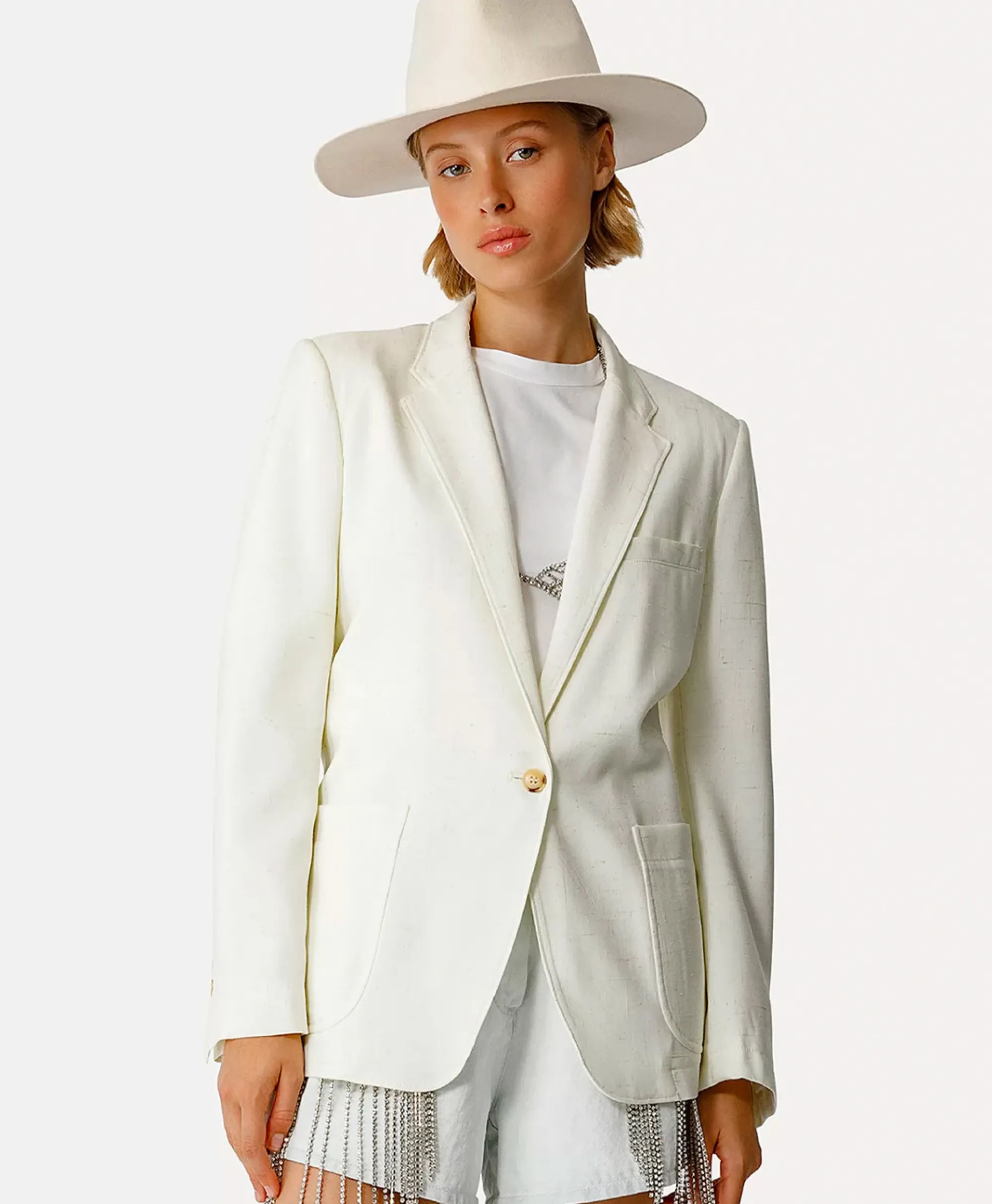 Forte_forte Blazer Tweed Viscose Silk Jacket Off White*Dames Blazers