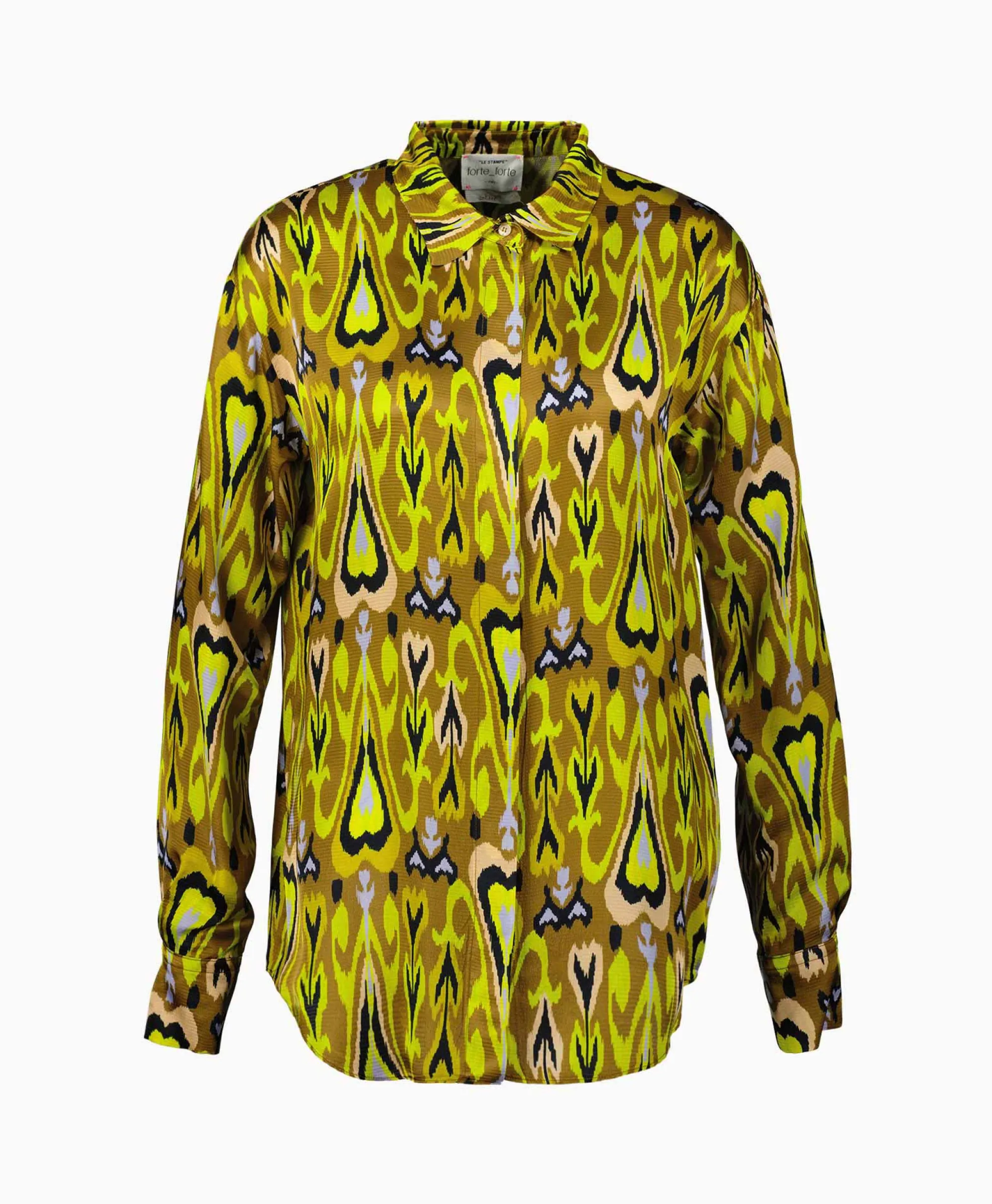 Forte_forte Blouse Print Satin Shirt Norther Light Geel*Dames Blouses