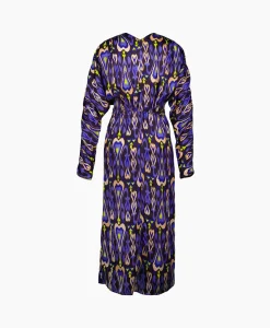 Forte_forte Midi Jurk Print Satin Dress Norther Light Paars*Dames Jurken