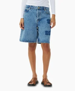 Ganni Korte Broek Patch Denim Blauw*Dames Broeken