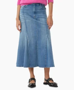 Ganni Midi Rok Tint Denim Peplum Blauw*Dames Rokken