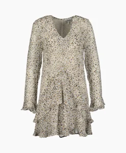 Ganni Mini Jurk Printed Light Georgette Dress Ecru*Dames Jurken