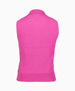 Ganni Spencer Cashmere Mix Sleeveless Polo Pink*Dames Truien