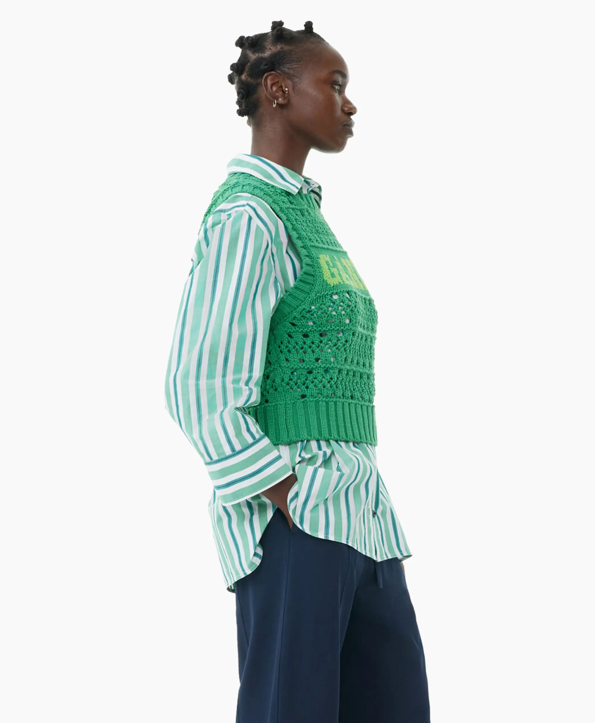 Ganni Spencer Cotton Rope Short Groen*Dames Truien