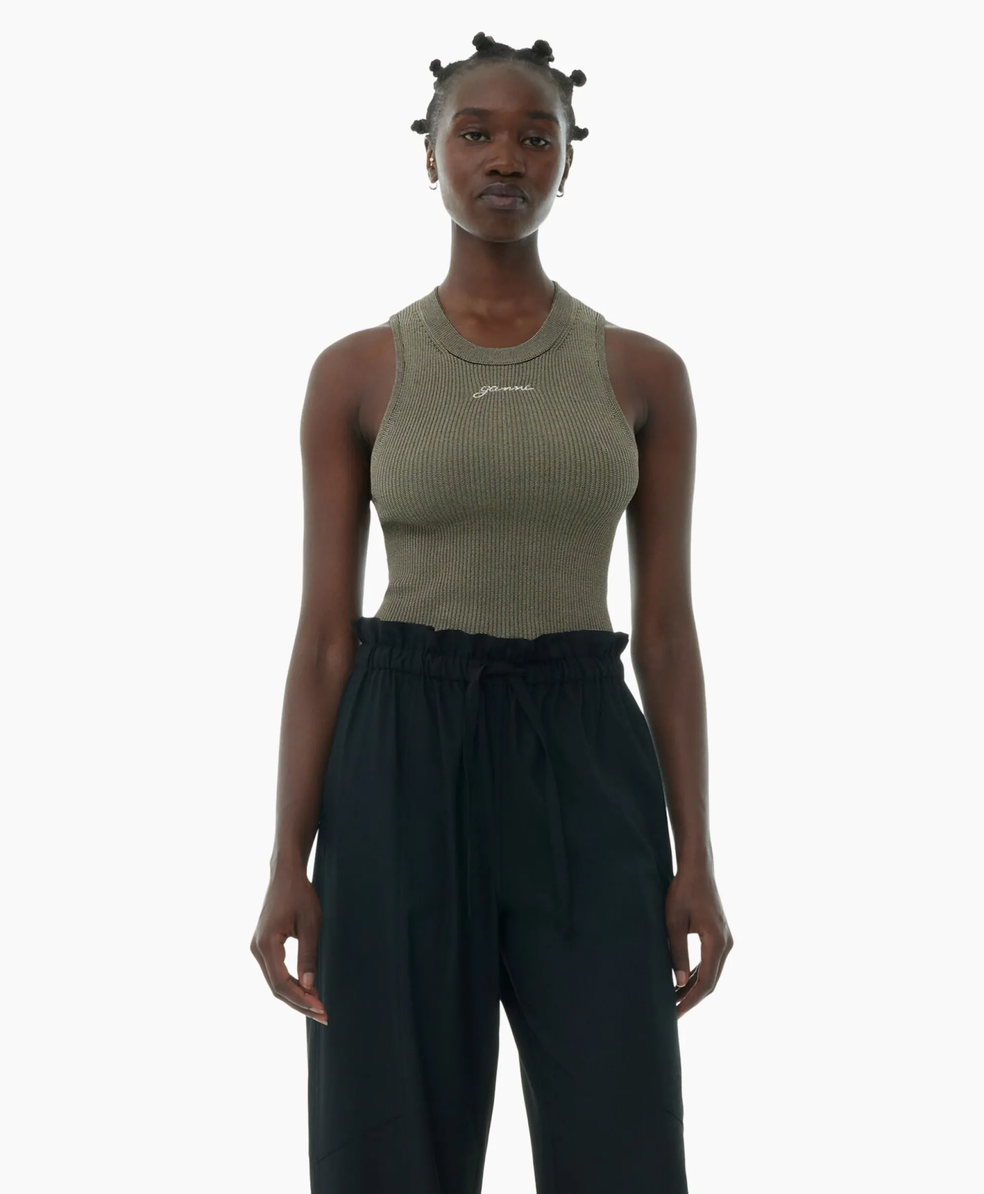 Ganni Top Melange Knit Sleeveless Bruin*Dames T-Shirts & Tops