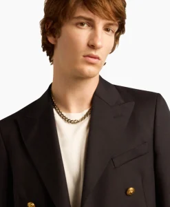 Golden Goose Blazer Golden M's Double Breasted Gabardine Wool Donker Blauw*Heren Colberts