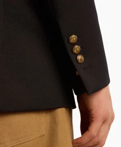 Golden Goose Blazer Golden M's Double Breasted Gabardine Wool Donker Blauw*Heren Colberts