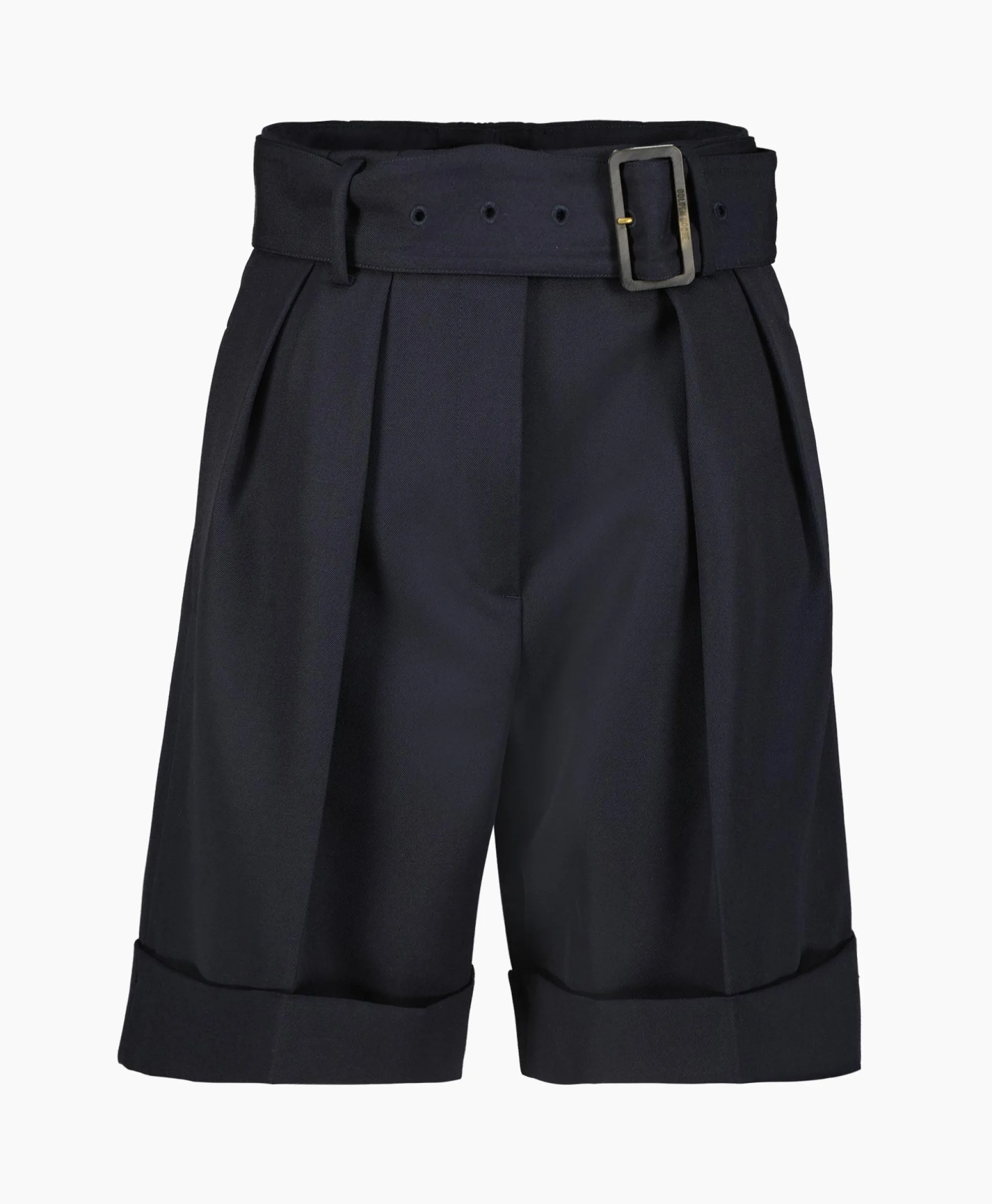 Golden Goose Korte Broek Golden W's Short Compact Gabardine Woo Donker Blauw*Dames Broeken