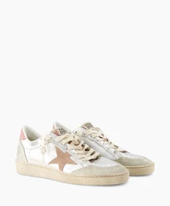 Golden Goose Sneaker Ballstar Laminated Upper Washed Suede Star Zilver*Dames Sneakers