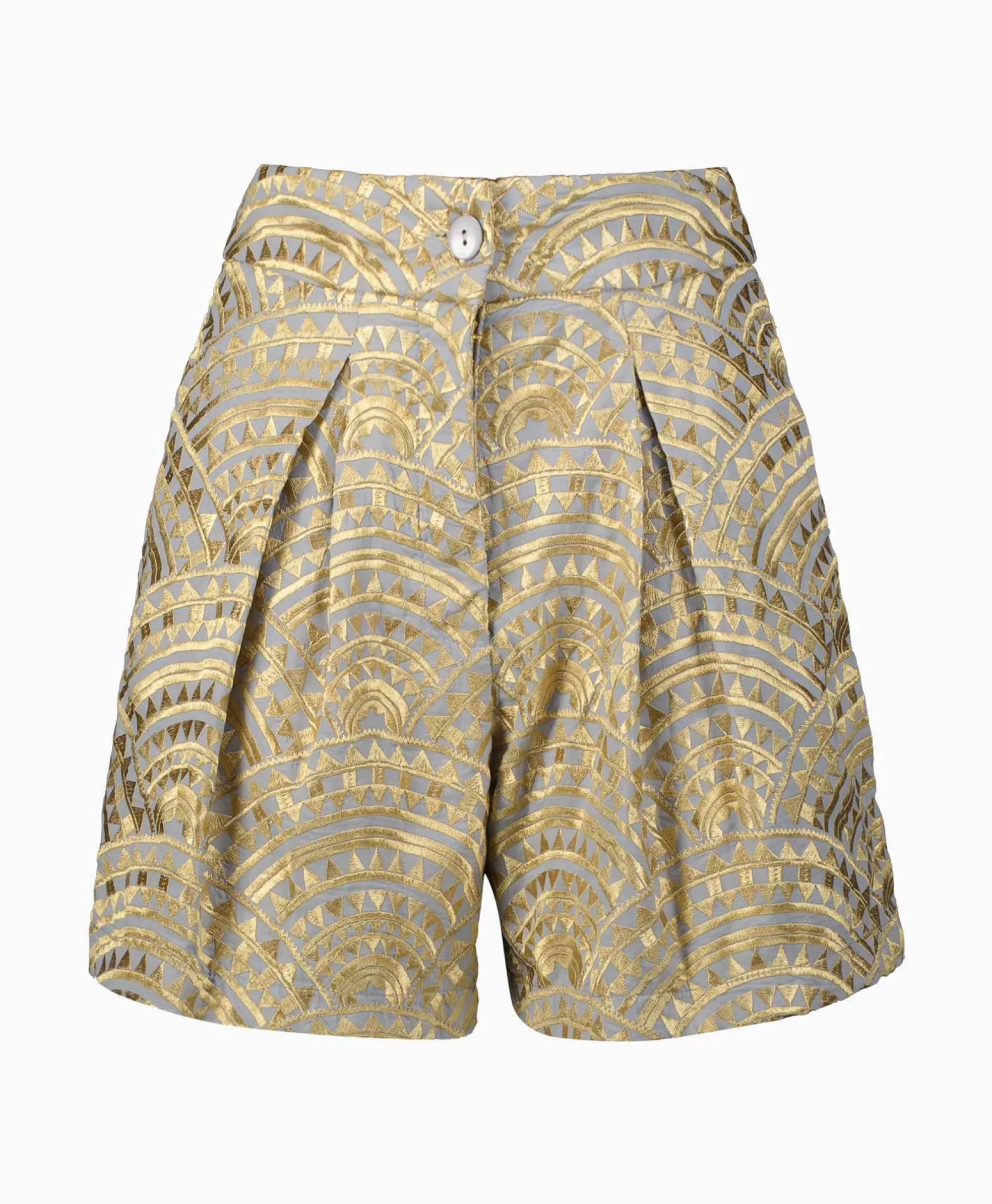 Greek Archaic Kori Korte Broek All Over Pleates Licht Grijs*Dames Broeken