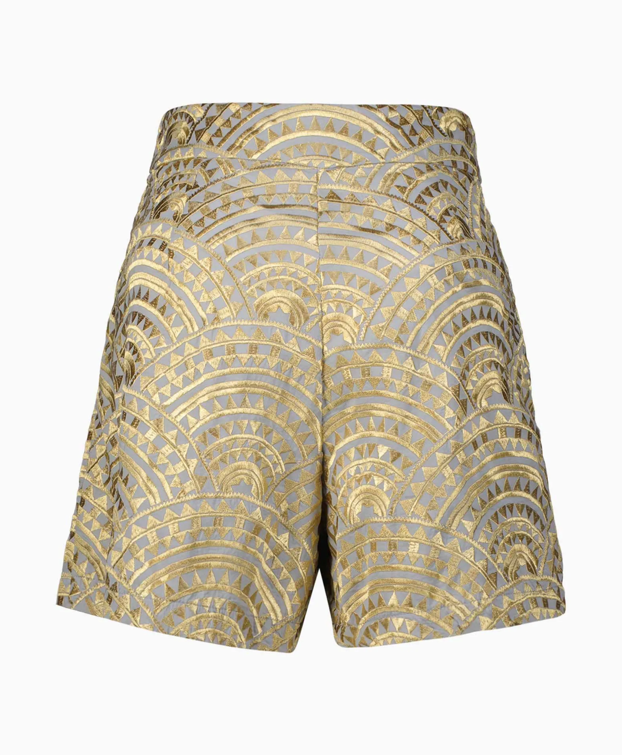 Greek Archaic Kori Korte Broek All Over Pleates Licht Grijs*Dames Broeken