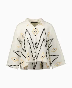 Greek Archaic Kori Top Zig Zag Pleates Ivoor / Naturel*Dames T-Shirts & Tops