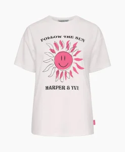 Harper & Yve Harper & Yve T-Shirt Korte Mouw Smiley-Ss Off White*Dames T-Shirts & Tops