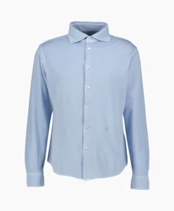 Jacob Cohen Overhemd M/L Piquet Con Ricamo Licht Blauw*Heren Overhemden