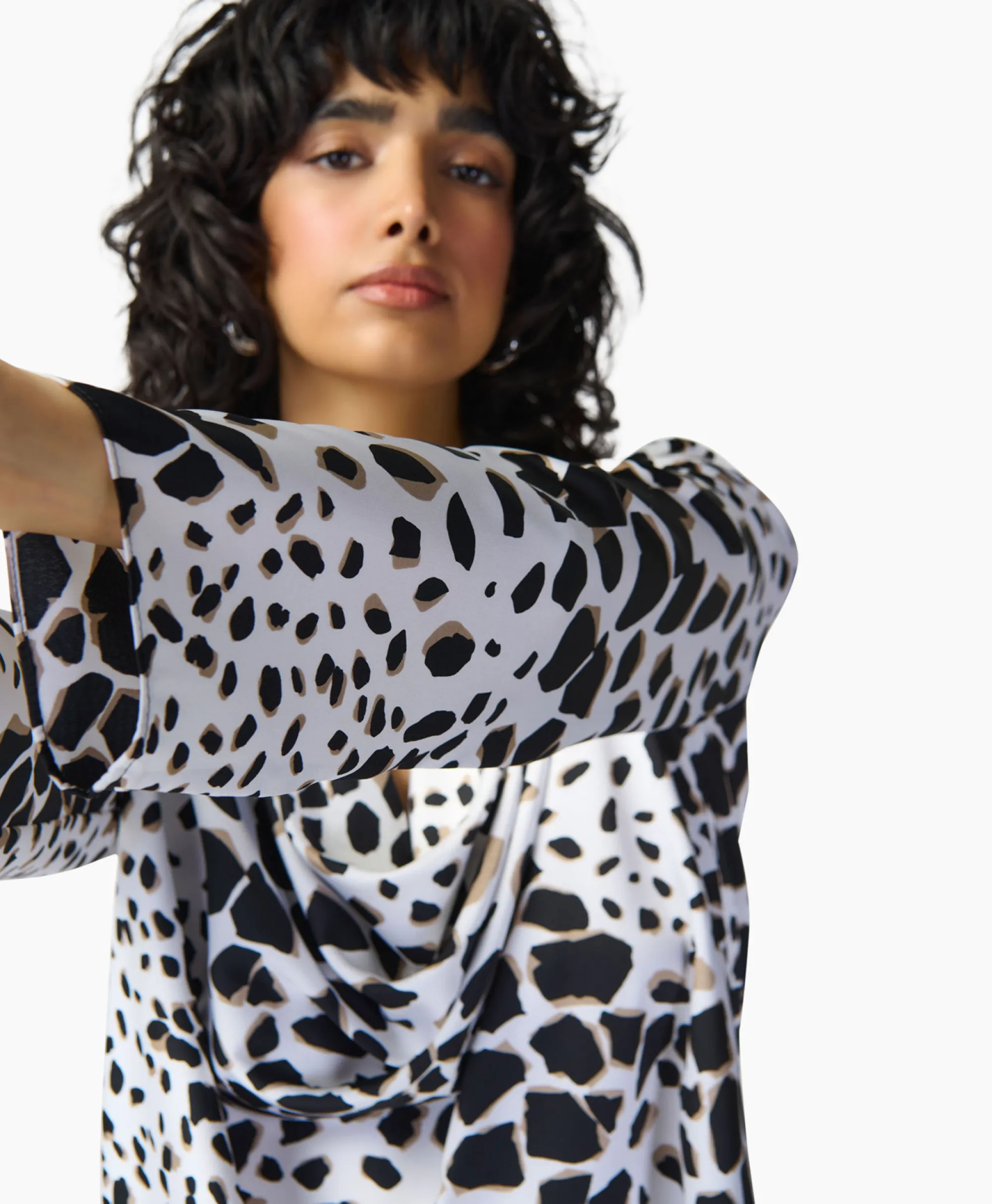 Joseph Ribkoff Blouse Lange Mouw Print Wikkel Zwart Dessin*Dames Blouses