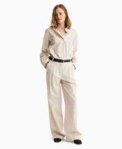 Les Coyotes De Paris Pantalon Wide Leg Pleated Chino Zand*Dames Broeken