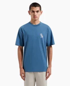 Olaf Hussein T-Shirt Korte Mouw Layered Logo Blauw*Heren T-Shirts