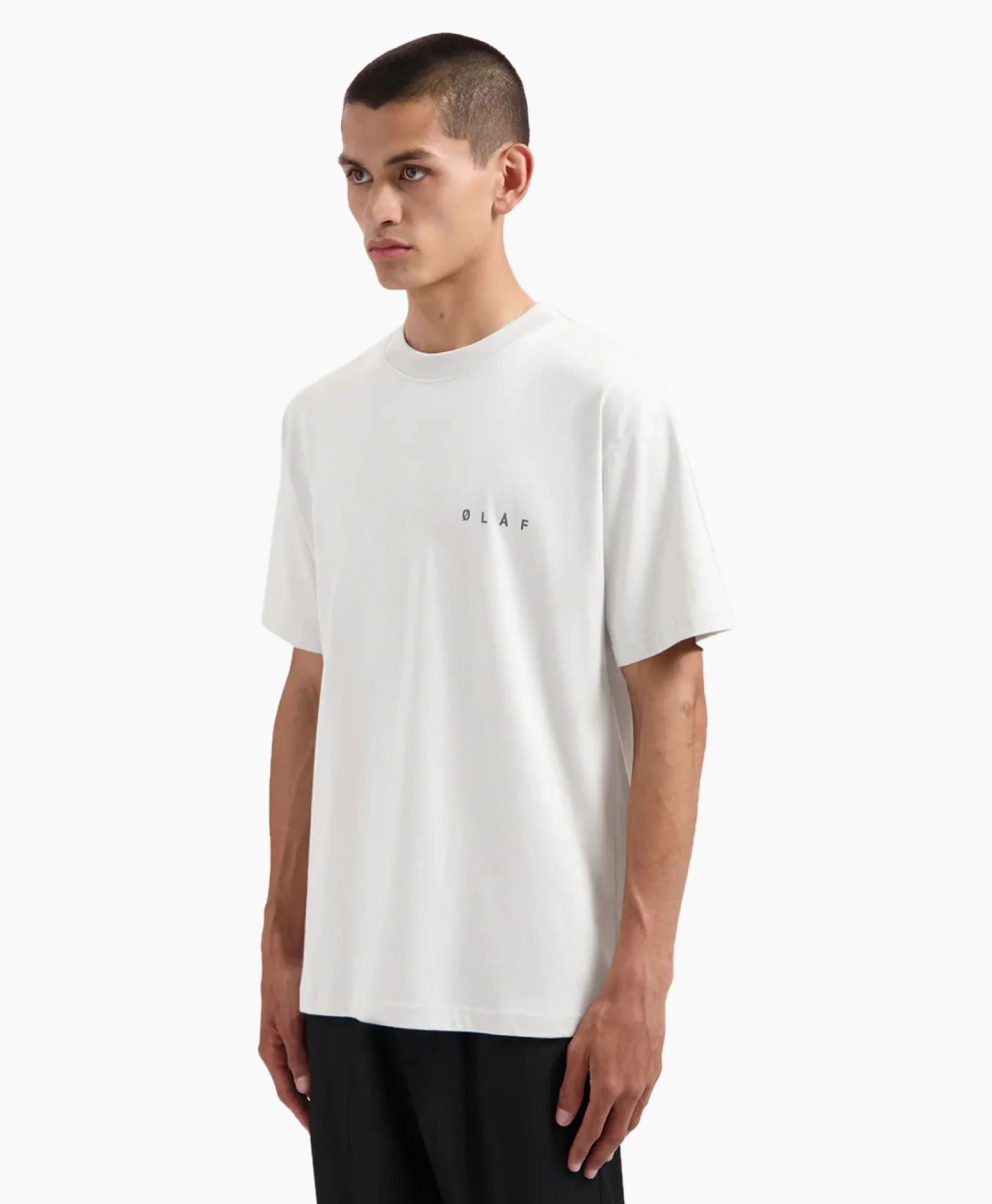 Olaf Hussein T-Shirt Korte Mouw Face Wit*Heren T-Shirts